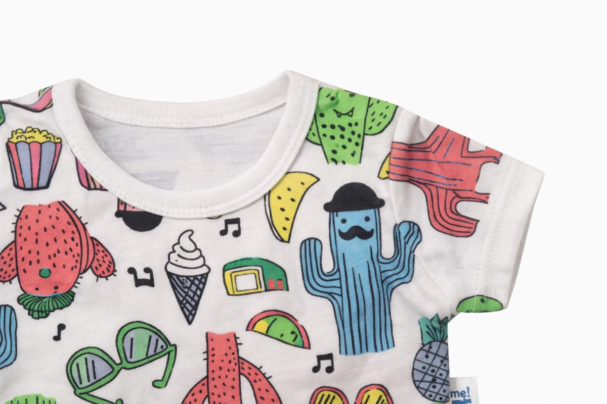 Body Manga Corta Estampa Anteojos