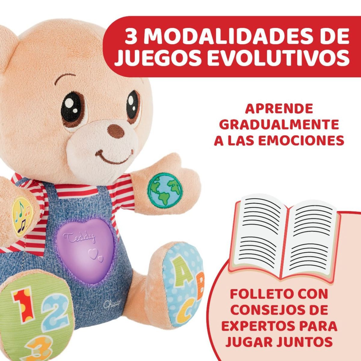 Peluche Didactico Teddy Enseña Emociones - Bilingüe