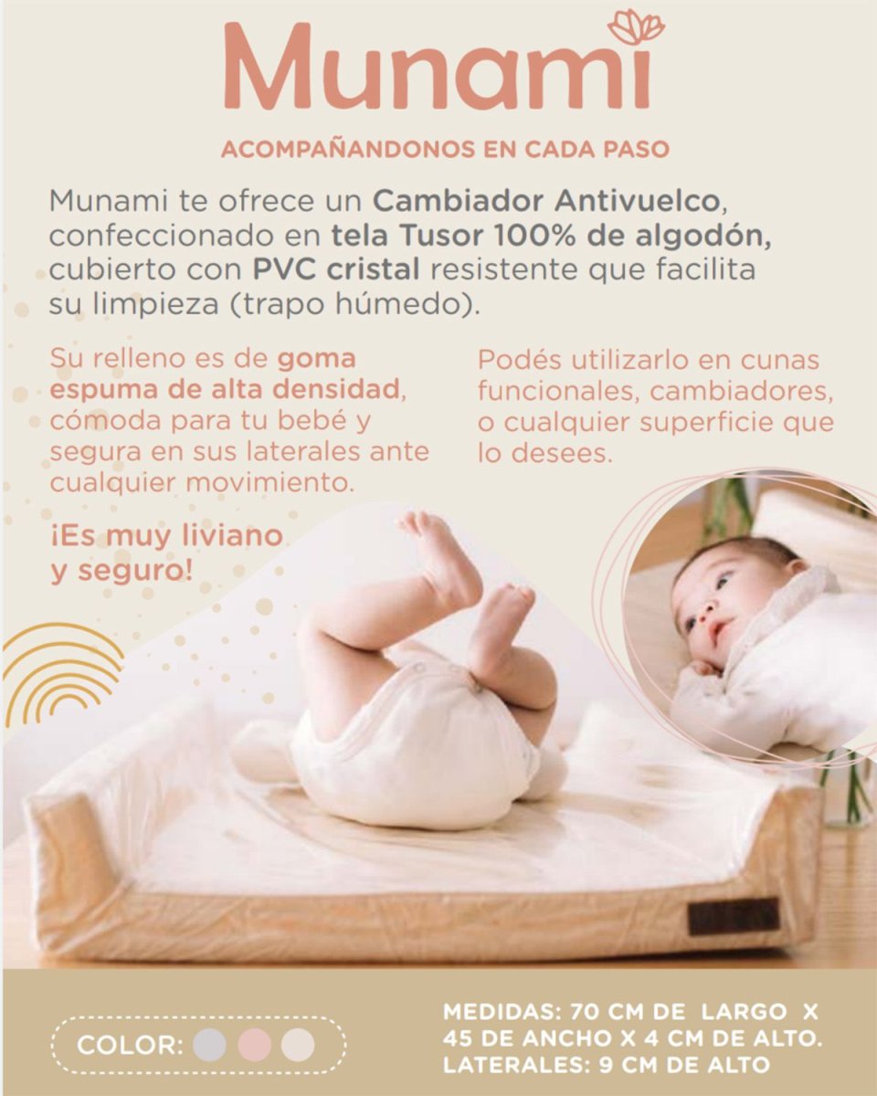Cambiador Antivuelco Impermeable Flexible 70 x 45