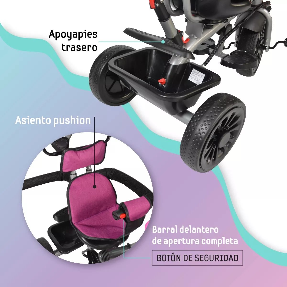 Triciclo Con Asiento Giratorio 360° Manija Direccional Con Luces Y Sonido