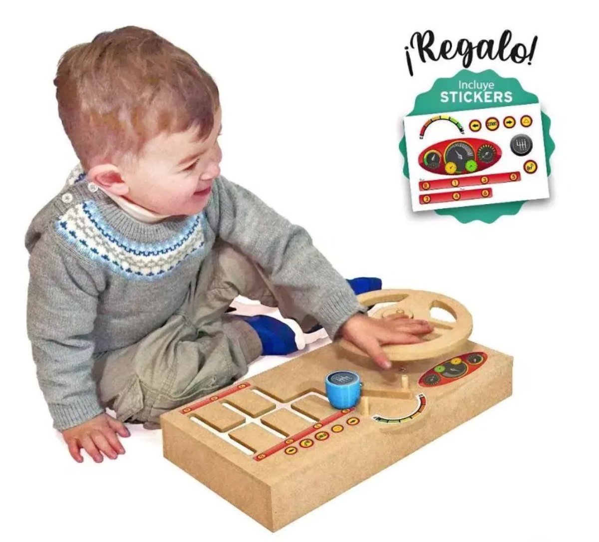 Volante Montessori Tablero Didactico con Palanca de Cambios - En Madera MDF