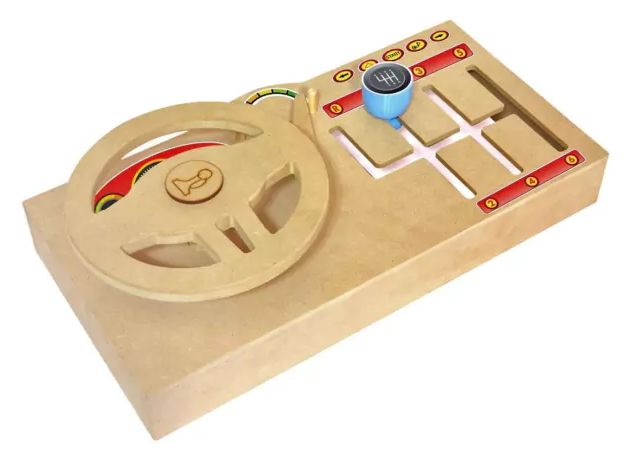 Volante Montessori Tablero Didactico con Palanca de Cambios - En Madera MDF