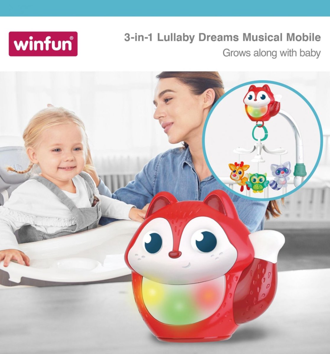 Móvil Musical 3 en 1 Lullaby Dreams para cuna y practicuna bebe