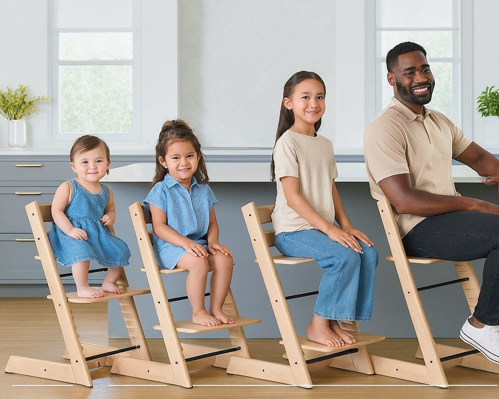 Silla Evolution - Silla de Comer de Madera Evolutiva con Bandeja, Respaldo, Set Bebé y Cinturón de 5 Puntos - GRIS
