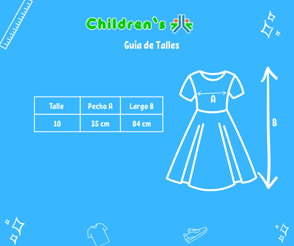 Tabla de talles — Vestido de comunion con botones en pechera