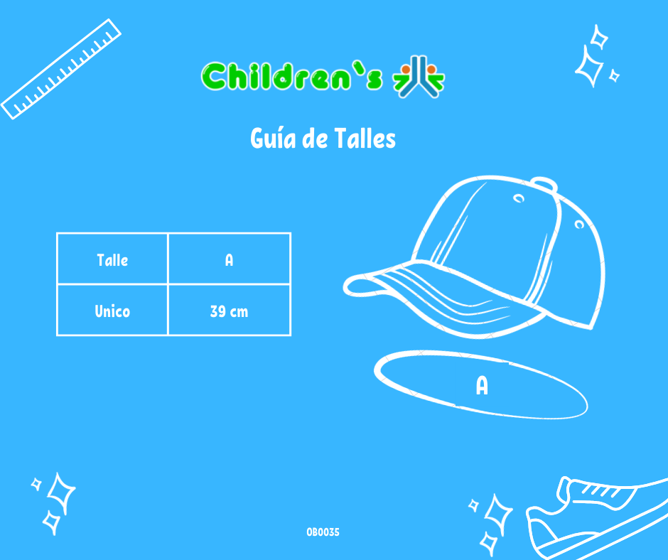 Tabla de talles — Gorro Cap Pique tipo cuadrado con visera Bebe