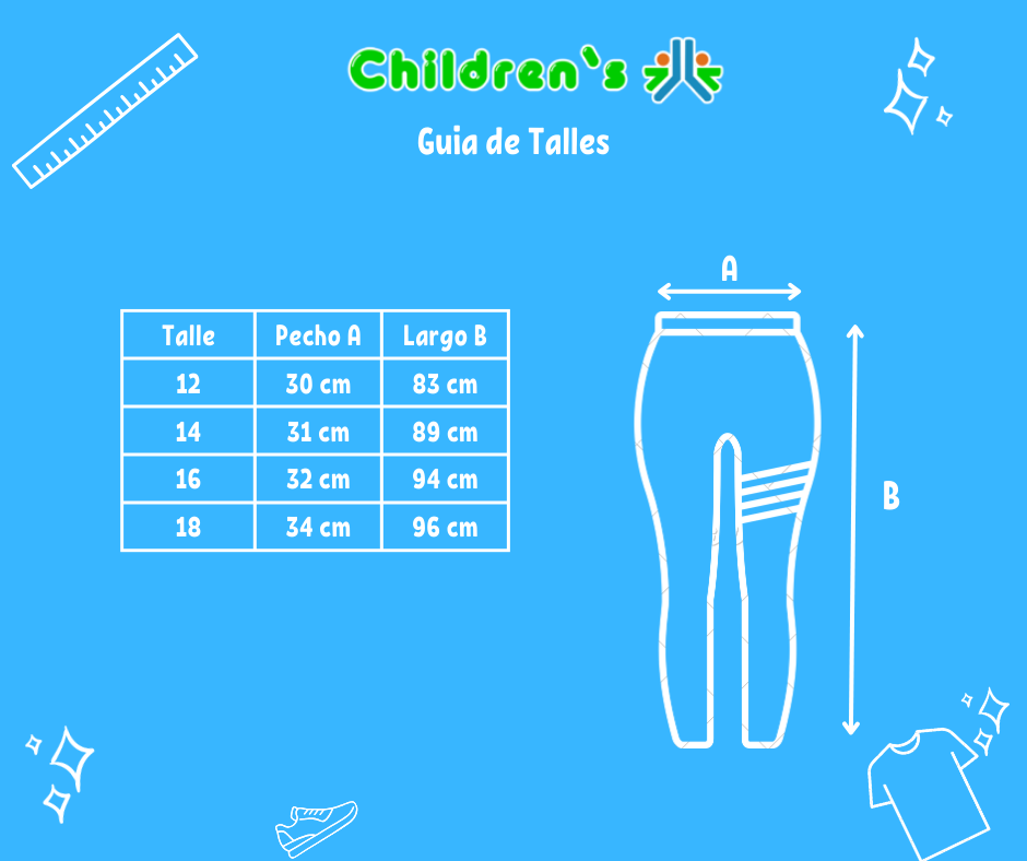 Tabla de talles — Calza Bremer Con Cierre Estampada