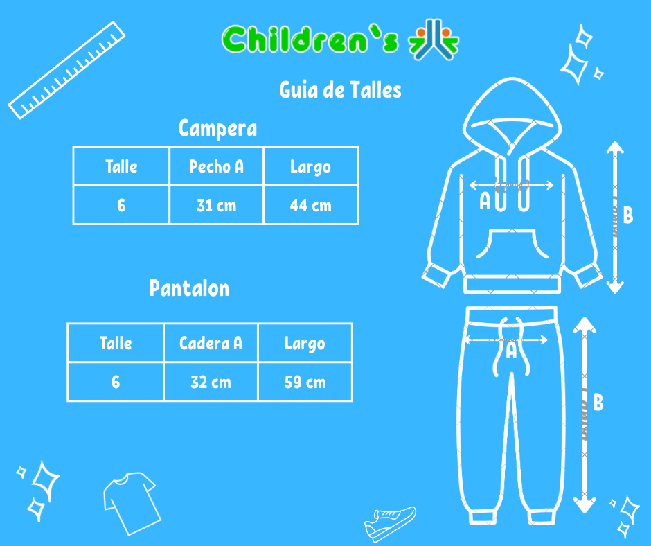 Tabla de talles — Conjunto Campera y Pantalon Acetato