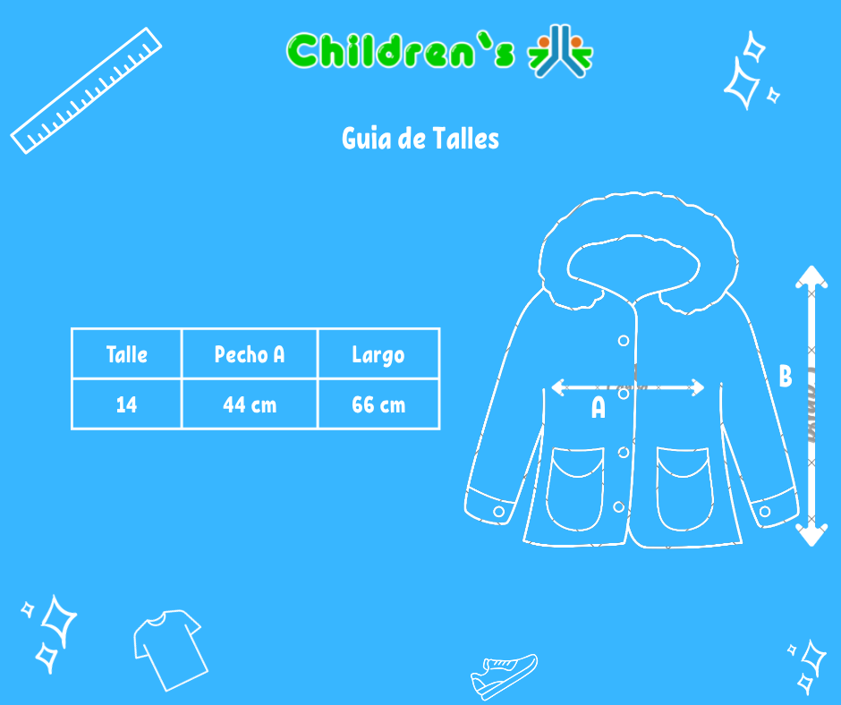 Tabla de talles — Campera Tapado Termico Con Capucha Con Borde de Piel y Forrado en Polar