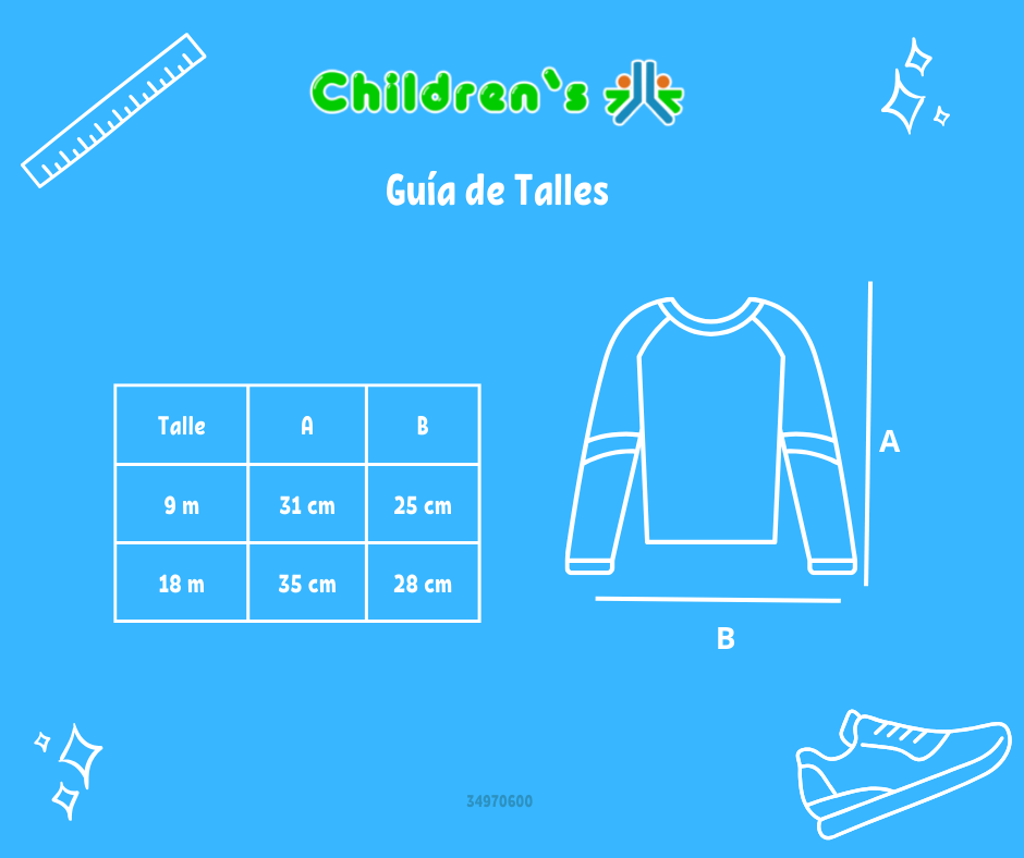 Tabla de talles — Remera Manga Larga Estampada Con Volado algodon modal