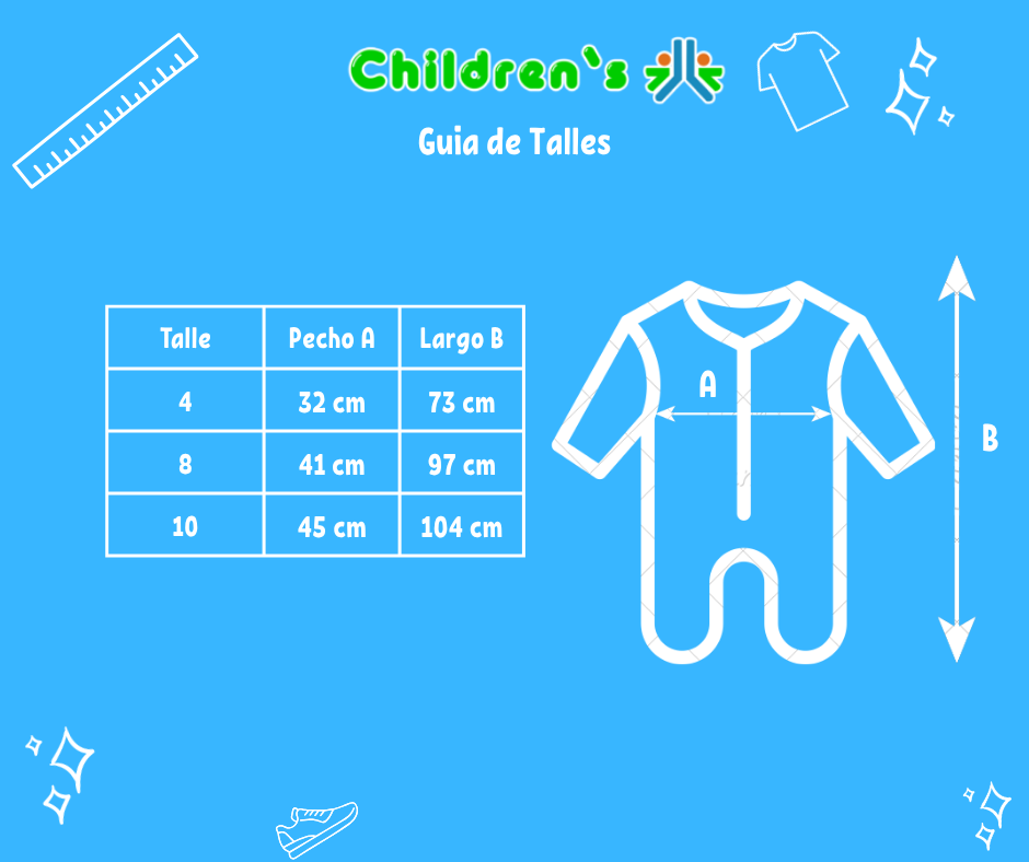 Tabla de talles — Enterito Dormilón Polar Estampado Niño Pie de Cuerina