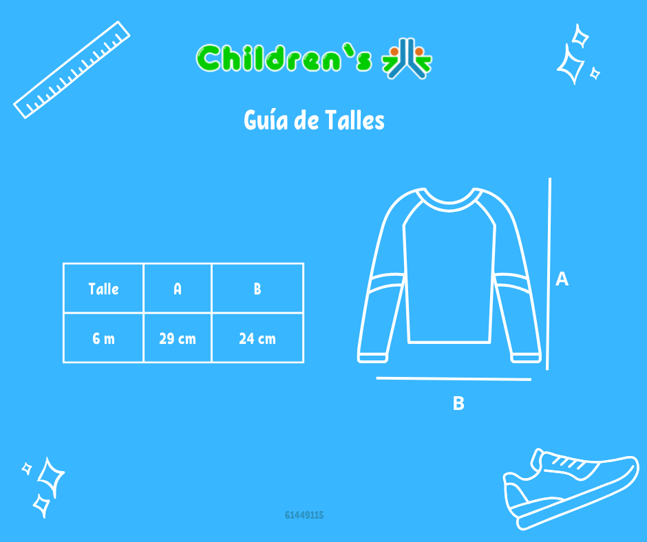Tabla de talles — Remera Manga larga Estampada Todays Hero