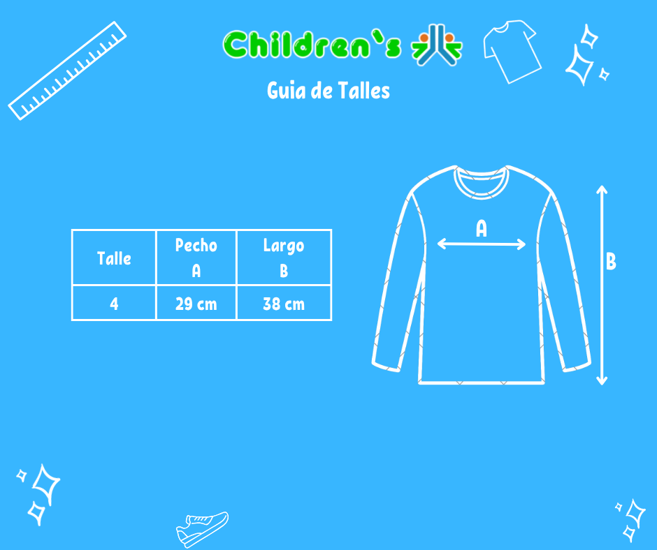 Tabla de talles — Sweater Rayado Rosa y Fucsia Niña
