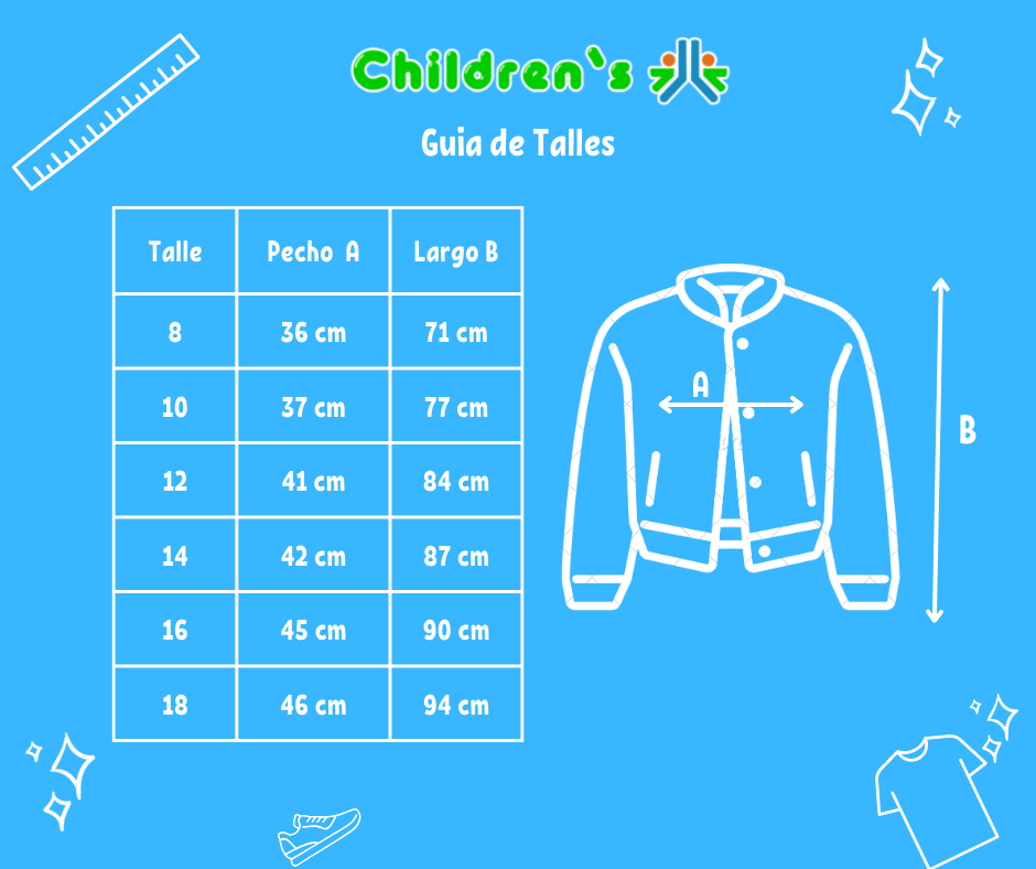 Tabla de talles — Tapado de Corderoy Con Cordero Interior