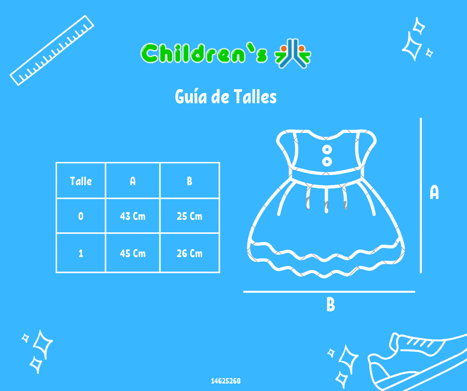 Tabla de talles — Vestido de Bautismo Manga Larga de gasa con falda de tres volados