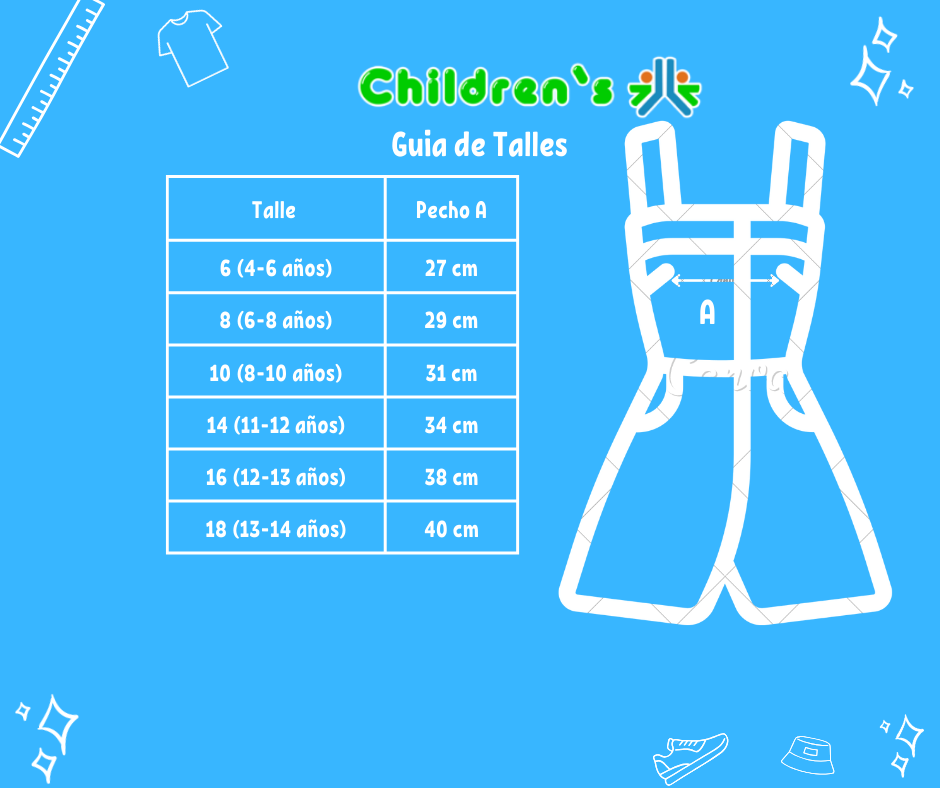 Tabla de talles — Enterito Mono Algodon Estampado Con Volados