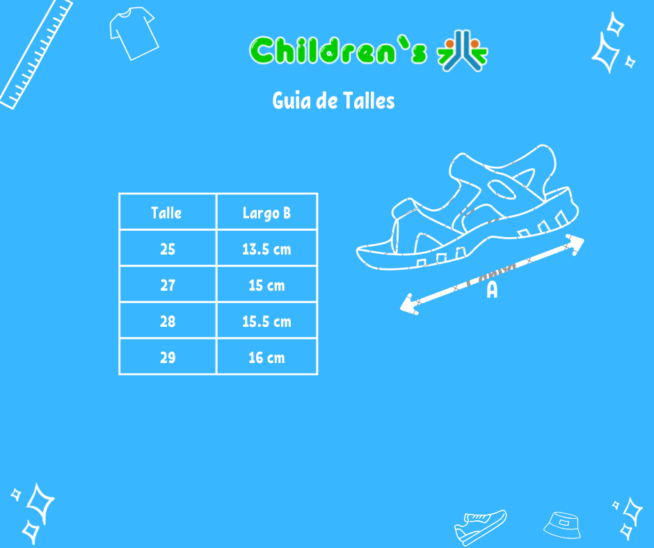 Tabla de talles — Sandalia Goma Eva con Velcro