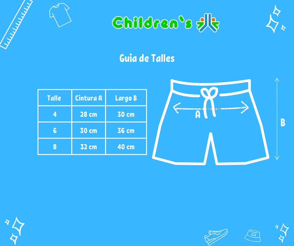 Tabla de talles — Bermuda de algodon rustico de varon con escudo
