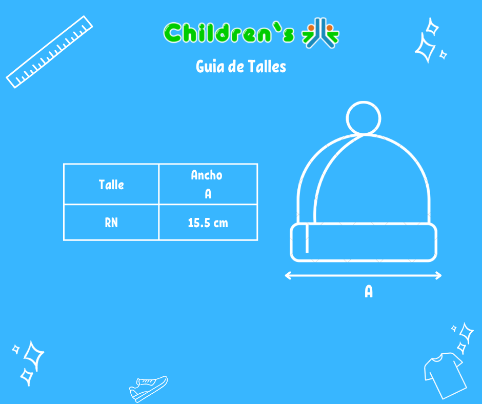 Tabla de talles — Gorro Gorrito de Algodon de Bebe Regulable