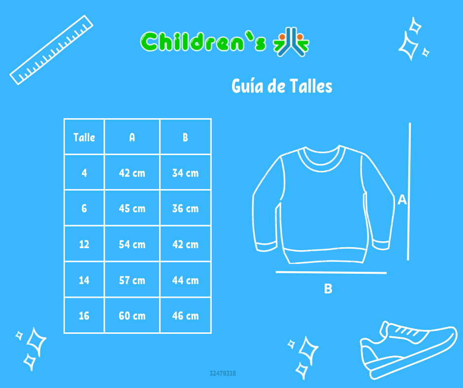 Tabla de talles — Buzo de Algodon Frizado Estampado Floreado