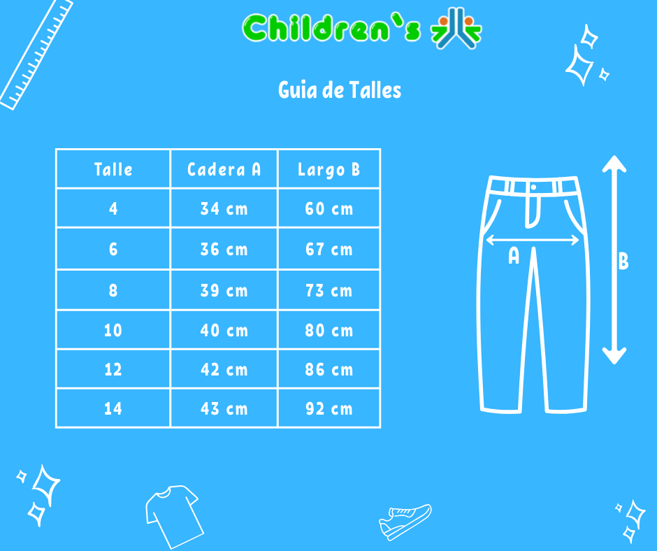 Tabla de talles — Pantalon Gabardina  Spandex