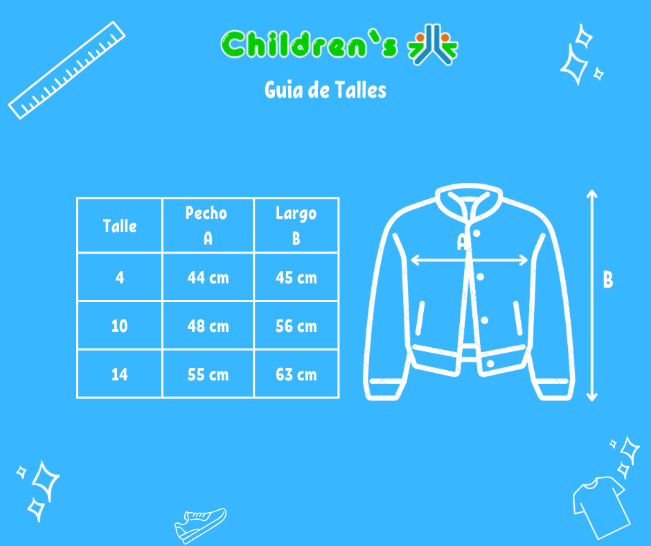 Tabla de talles — Campera de Cuero Desgastado con Corderito Interno