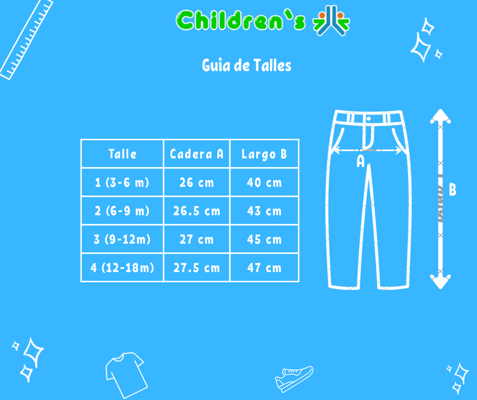 Tabla de talles — Pantalon Gabardina Con Cintura Elastizada