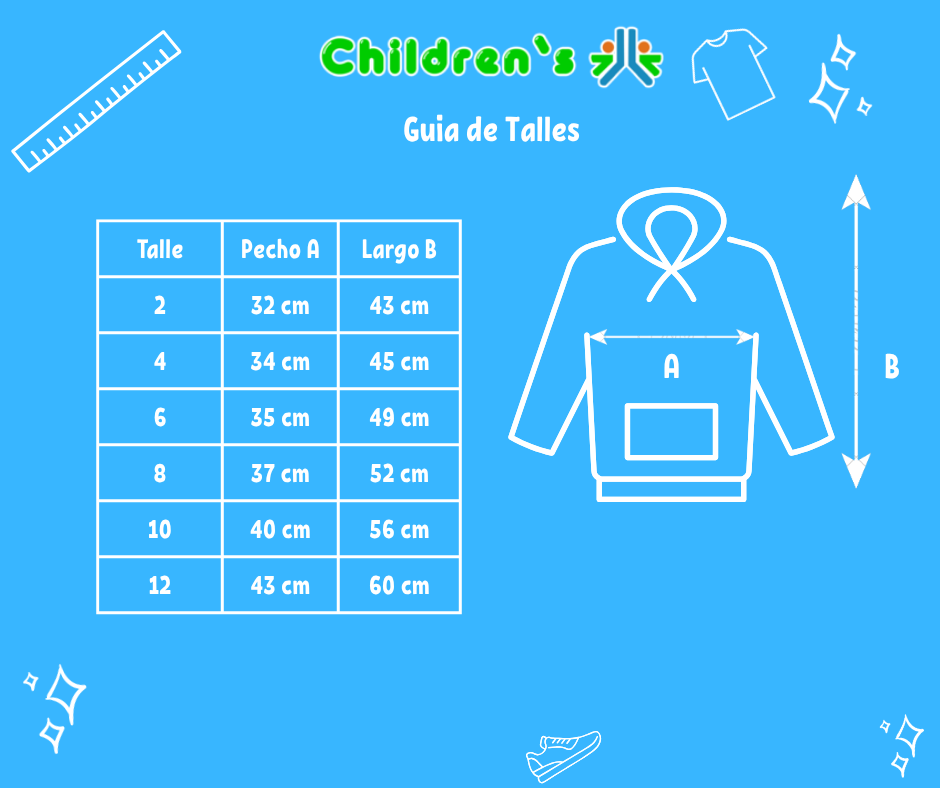 Tabla de talles — Buzo con Capucha Nena Polar