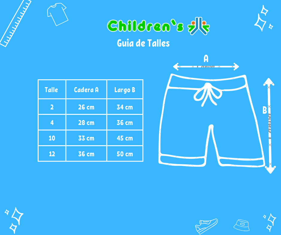Tabla de talles — Short de Baño Microfibra Con Cintura Elastizada y Suspensor