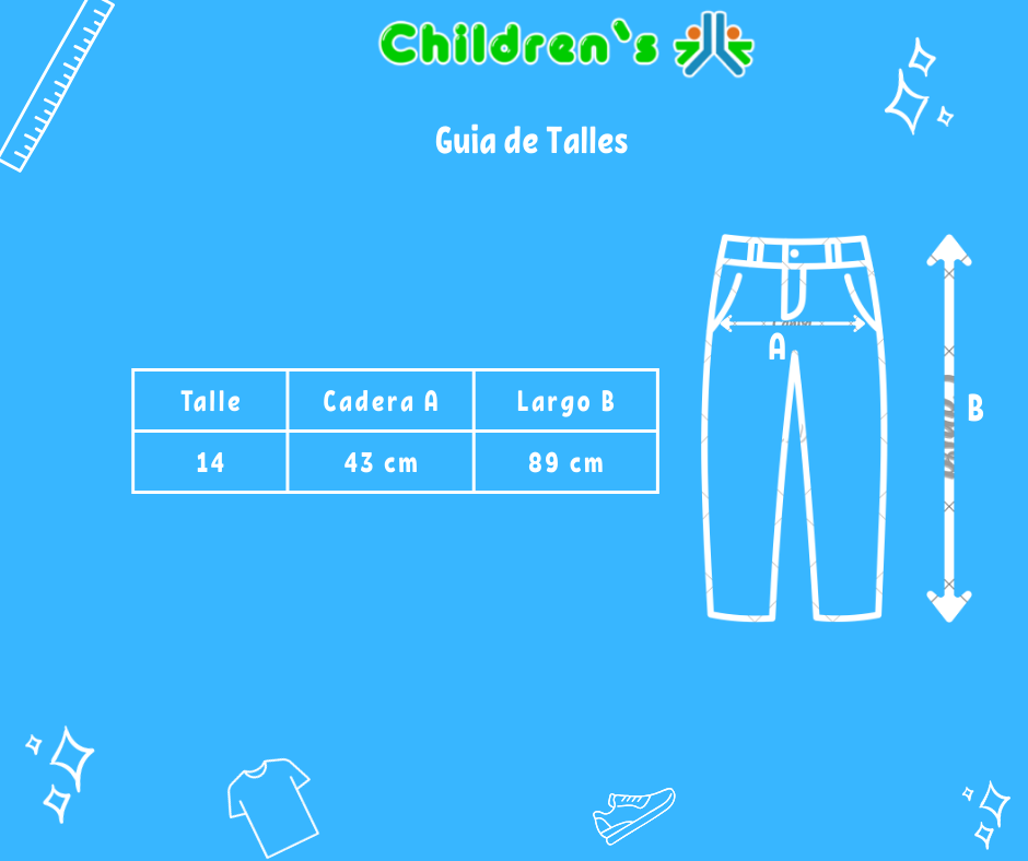 Tabla de talles — Pantalon Gabardina Spandex