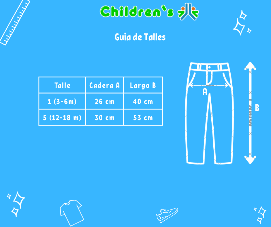 Tabla de talles — Pantalon Gabardina Con Cintura Regulable