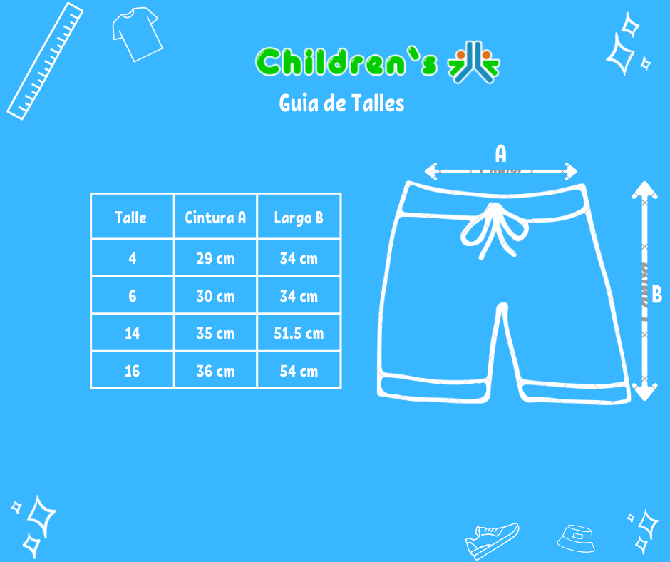 Tabla de talles — Short de Baño Microfibra Con Elastico en Cintura Estampado