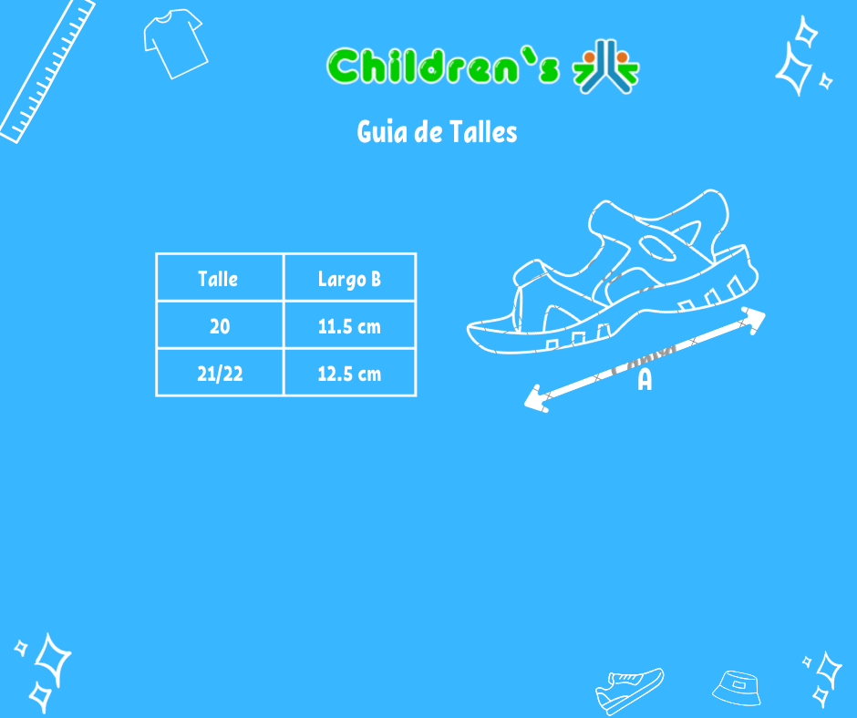 Tabla de talles — Sandalia de lycra con velcro