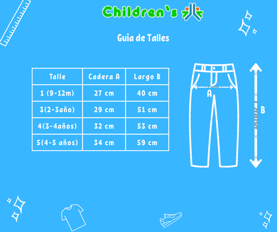 Tabla de talles — Pantalon de Gabardina Con Cintura Regulable