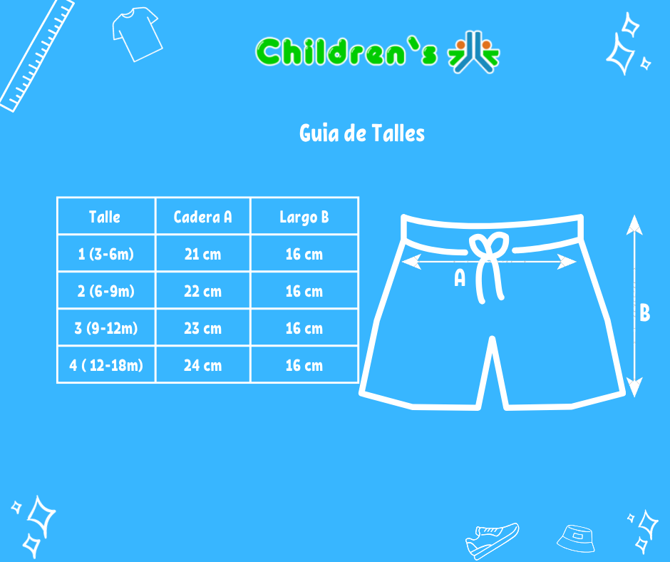 Tabla de talles — Malla de Baño Short de Lycra Con Rayas Combinado