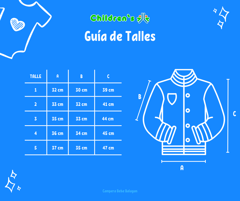 Tabla de talles — Campera Silver Forrada Con Polar