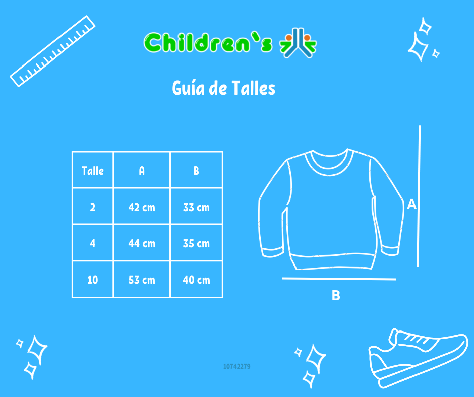Tabla de talles — Buzo Sin Capucha Estampado Animal Print Con Glitter