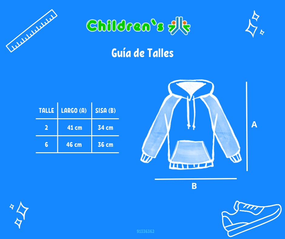 Tabla de talles — Buzo Con Capucha Frizado Con Flores Estampadas
