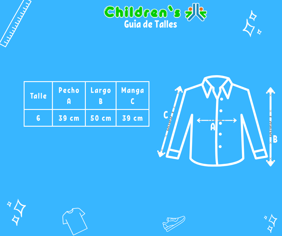 Tabla de talles — Camisa Manga Larga Con Bolsillo