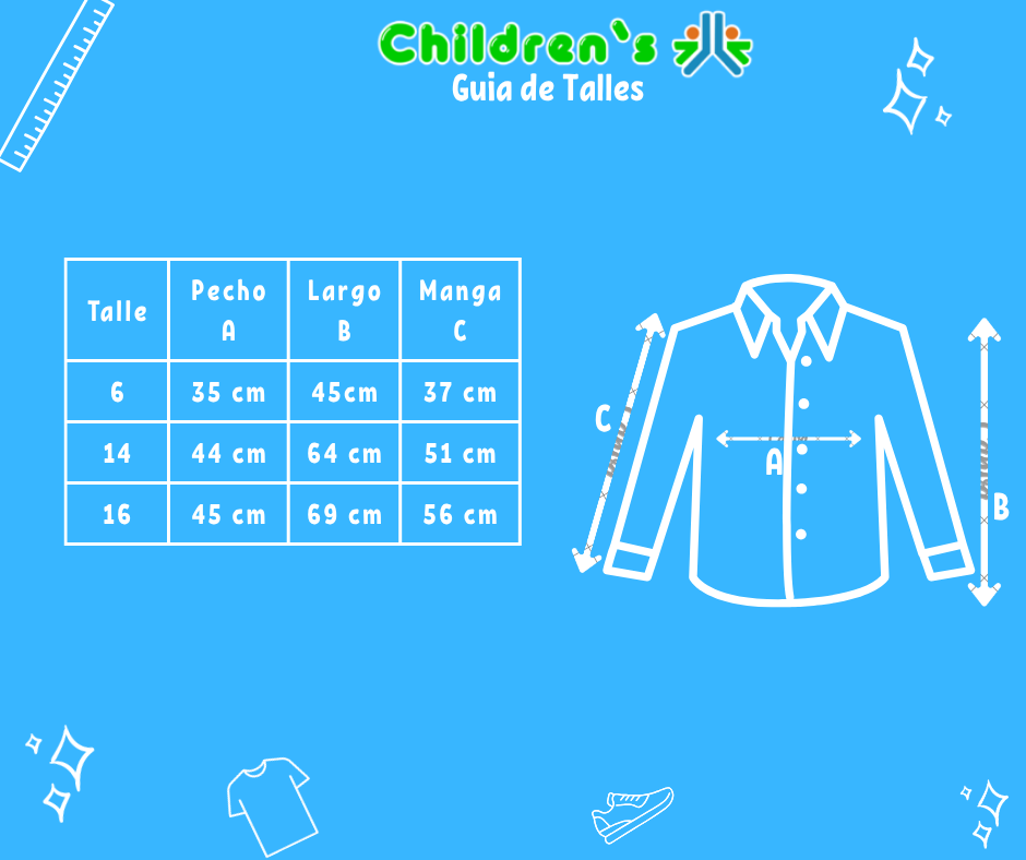 Tabla de talles — Camisa Manga Larga Sport Escocesa