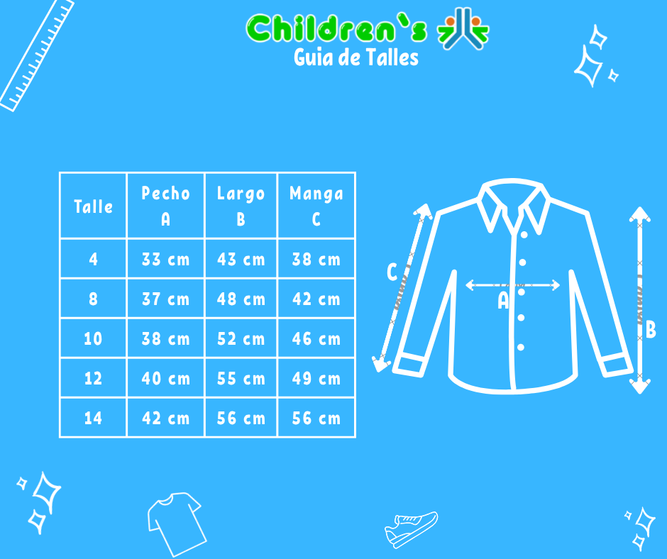 Tabla de talles — Camisa Manga Larga Sport Rayada