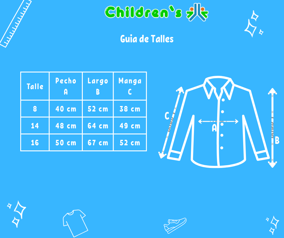 Tabla de talles — Camisa Manga Larga Escocesa Con Bolsillo
