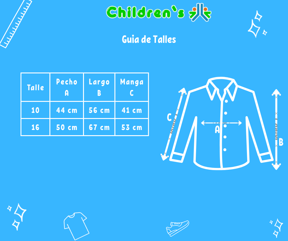 Tabla de talles — Camisa Manga Larga Franjas Horizontales