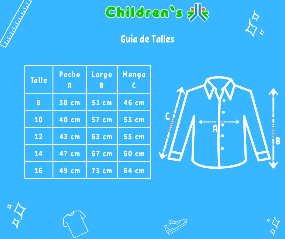 Tabla de talles — Camisa Varon Manga Larga Escocesa