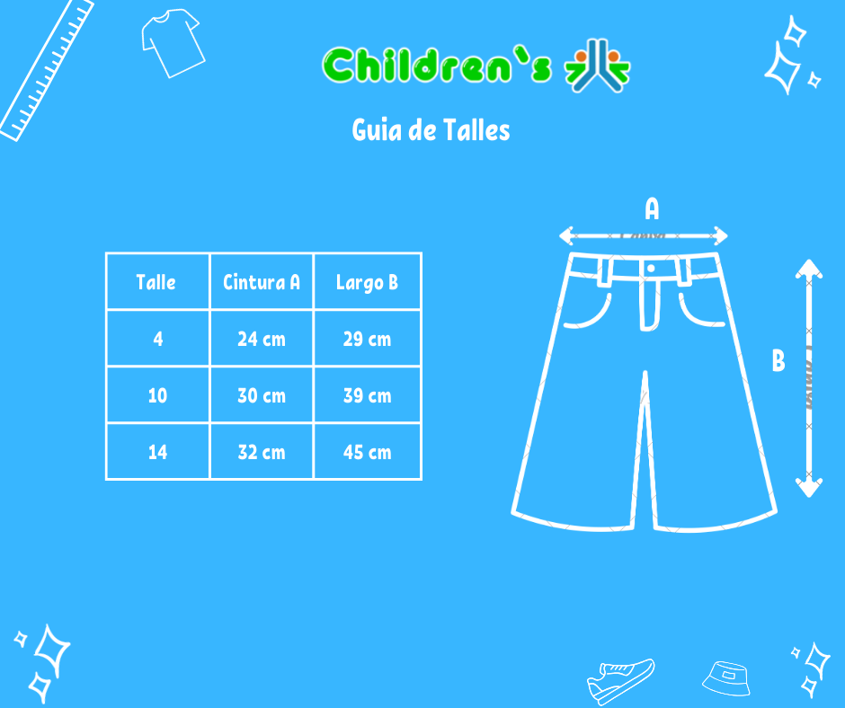 Tabla de talles — Bermuda de Jean Con Cintura Ajustable