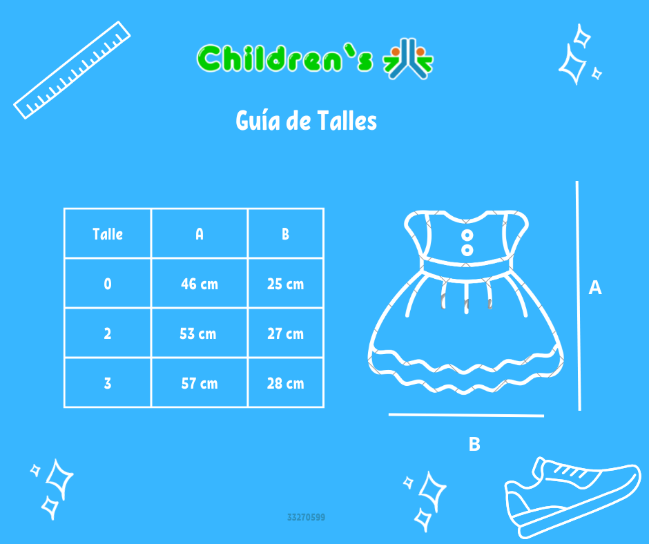 Tabla de talles — Vestido Bautismo Guipur sin mangas