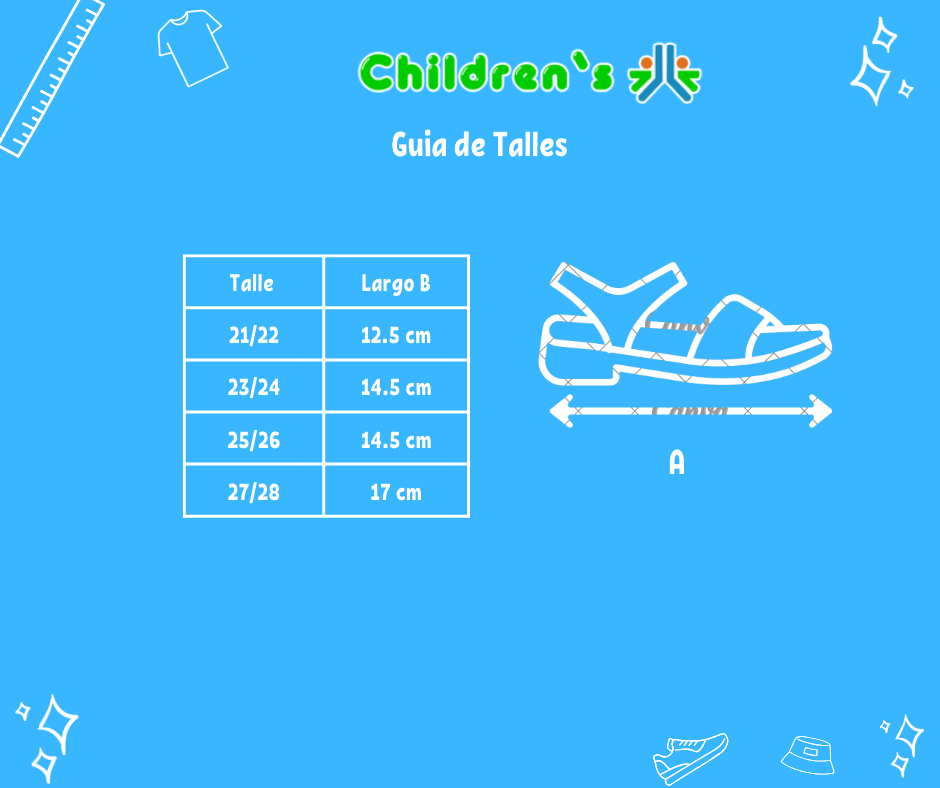 Tabla de talles — Sandalia Todo Goma - Velcro - Auto Estampado