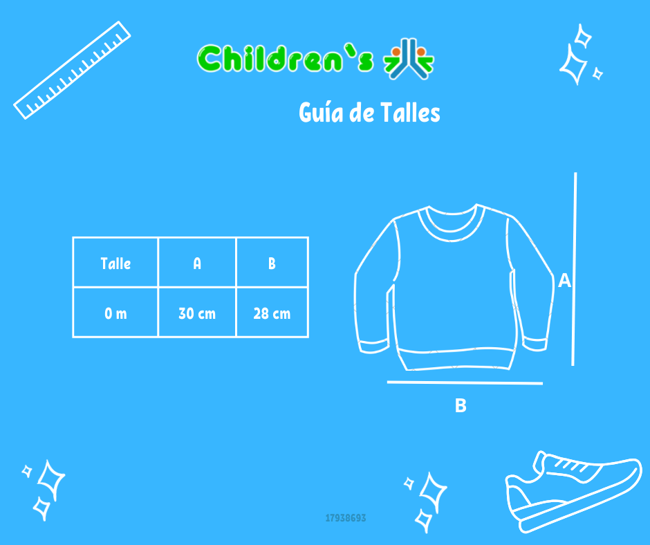 Tabla de talles — Buzo de Algodon Frizado Sin Capucha Estampado Ositos