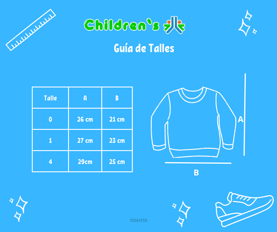 Tabla de talles — Buzo de Algodon Frizado Sin Capucha Estampado Ositos