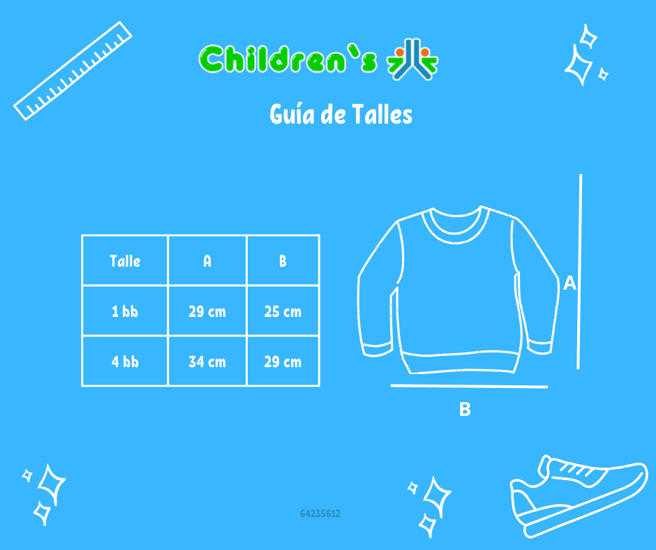 Tabla de talles — Buzo de Algodon Con Friza Sin Capucha Estampado Casa Arbol  Bote